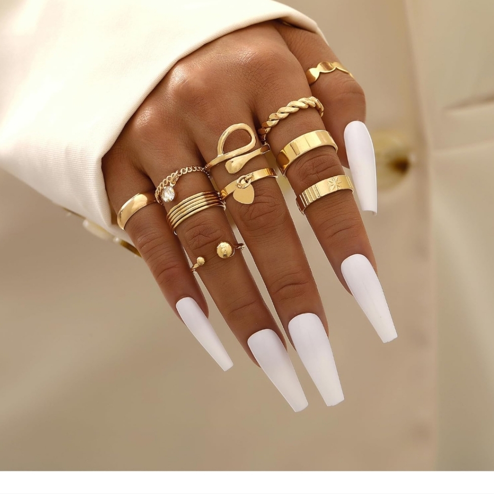 Gold Stackable Midi & Knuckle Ring Set - Women Je… - image 4